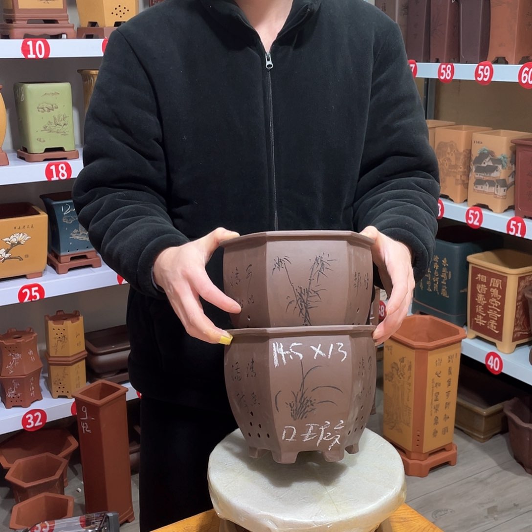 紫砂天心紫砂手工花盆