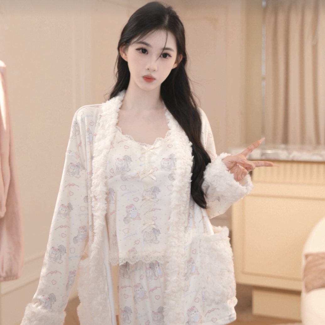 小豆【软萌奶猫】纯欲长袖长裤套装显白显瘦显瘦秋冬家居服睡衣女