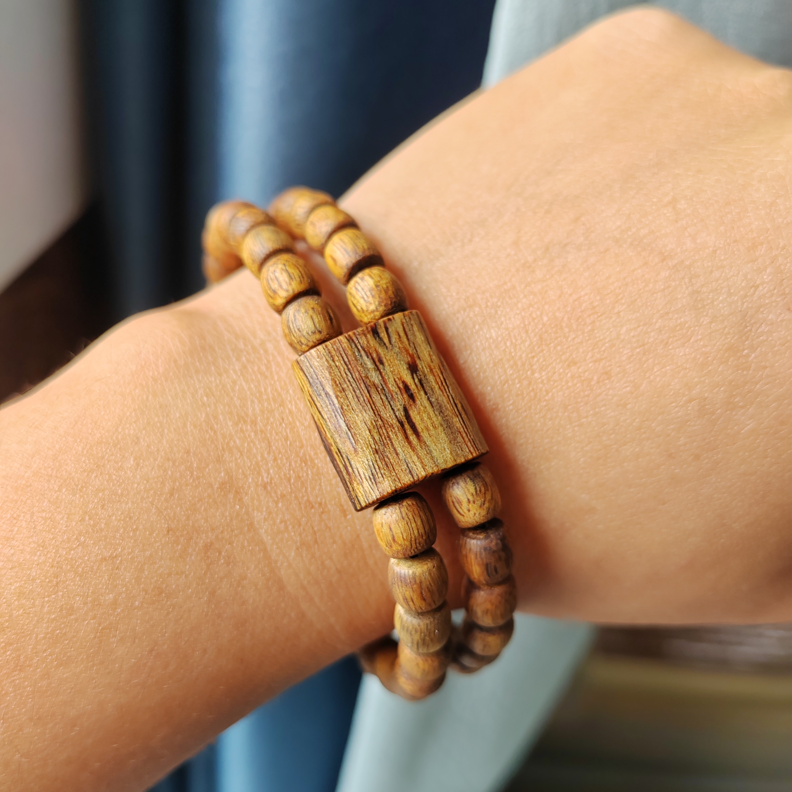 沉香原创手链女 白棋淳化老料双层手串男女复古潮流手饰沉香手串