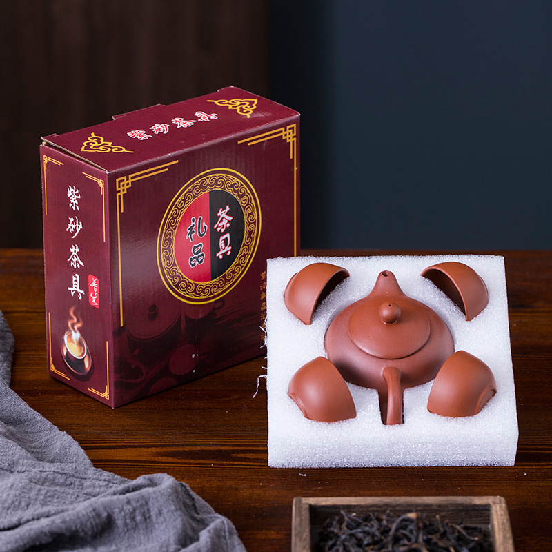 紫砂套装一壶4杯红022