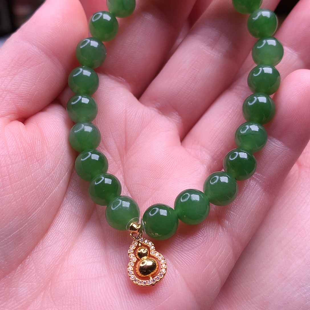 和田玉（糖玉）18K金镶嵌手链