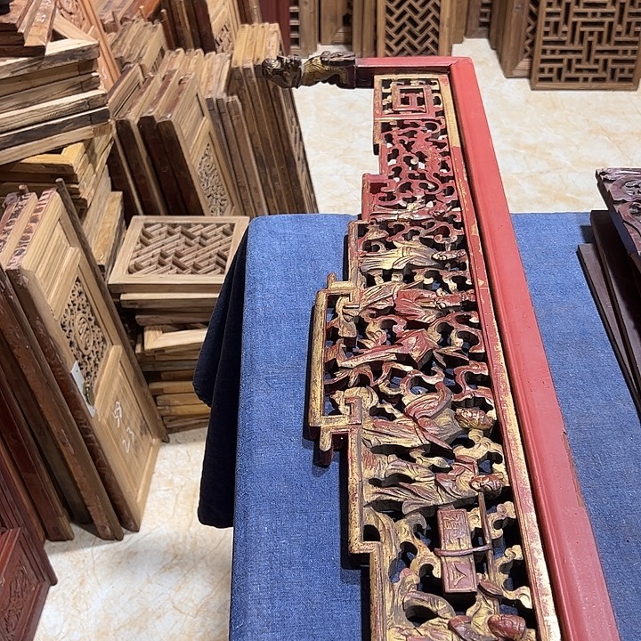 自***渡香榧木精美雕刻挂件花板