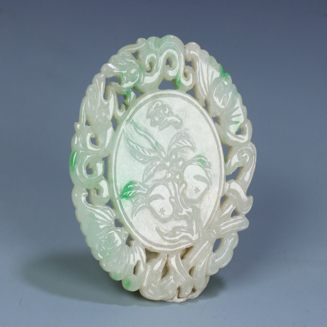 北城工美收藏/天然翡翠福寿牌