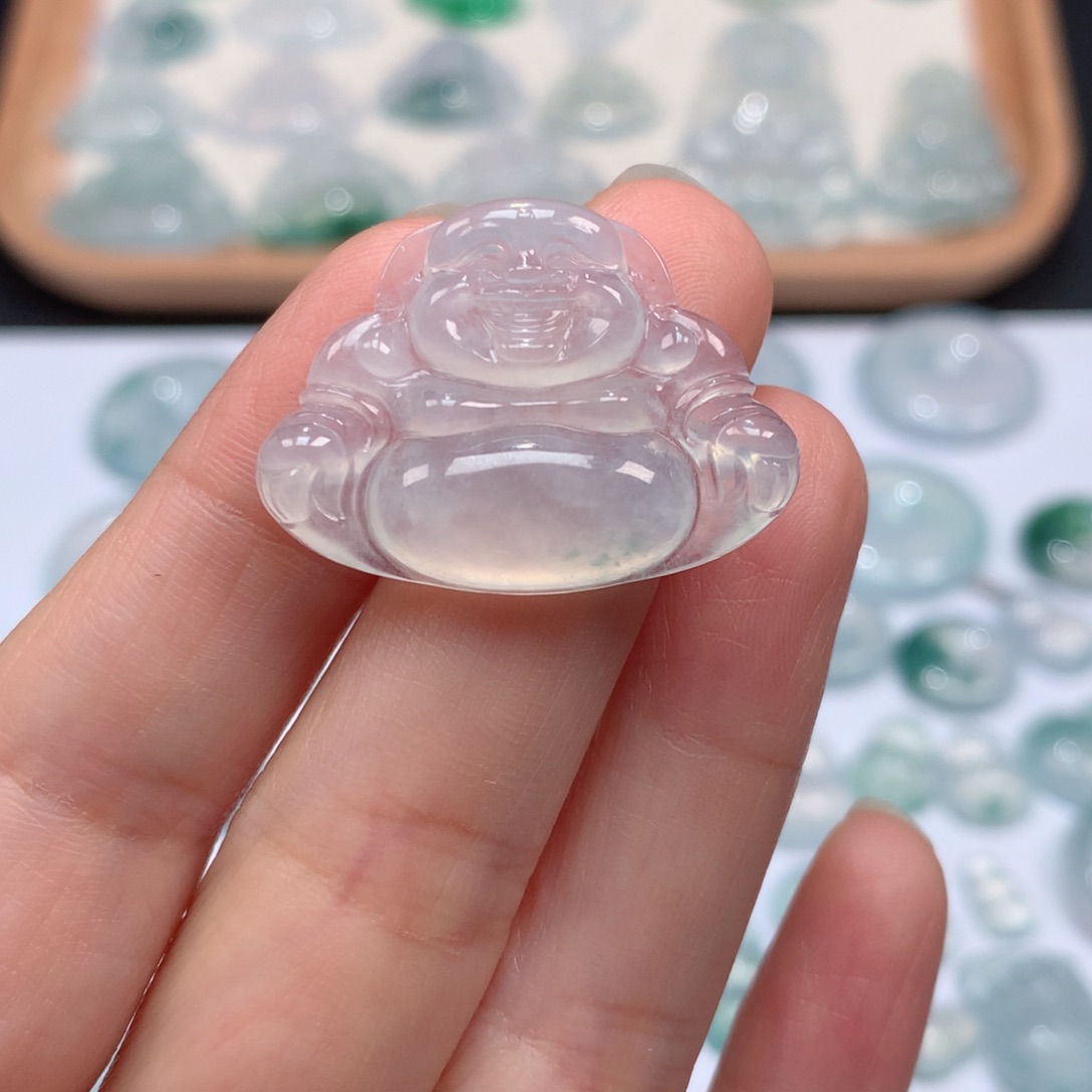 翡翠颈饰未镶嵌冰种飘花佛公