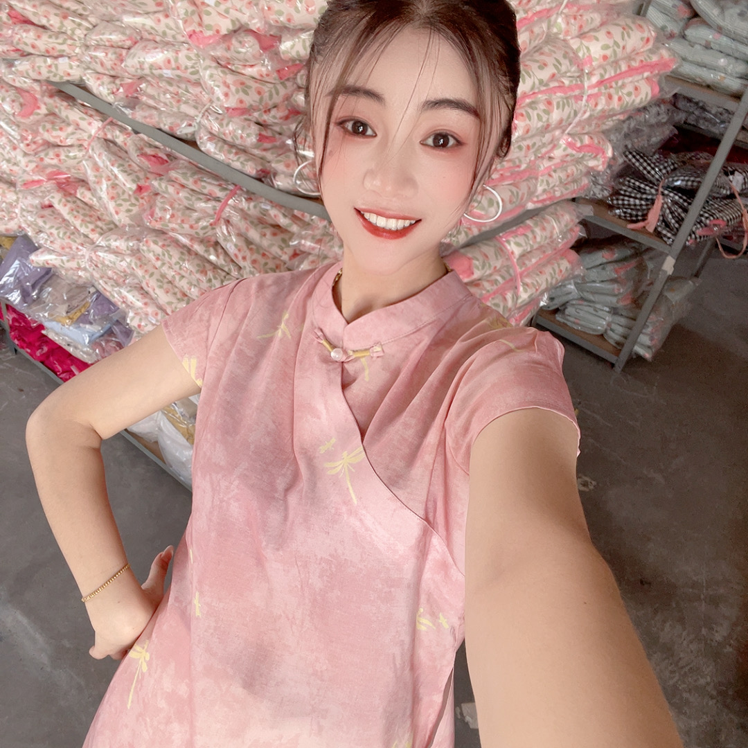 【夏日新品】2025新款 新中式立领旗袍 国风盘扣斜襟复古防晒短袖女