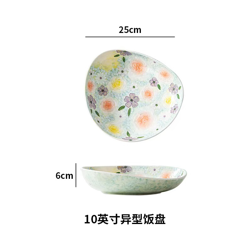 濑户烧月季花韵 10寸异型盘