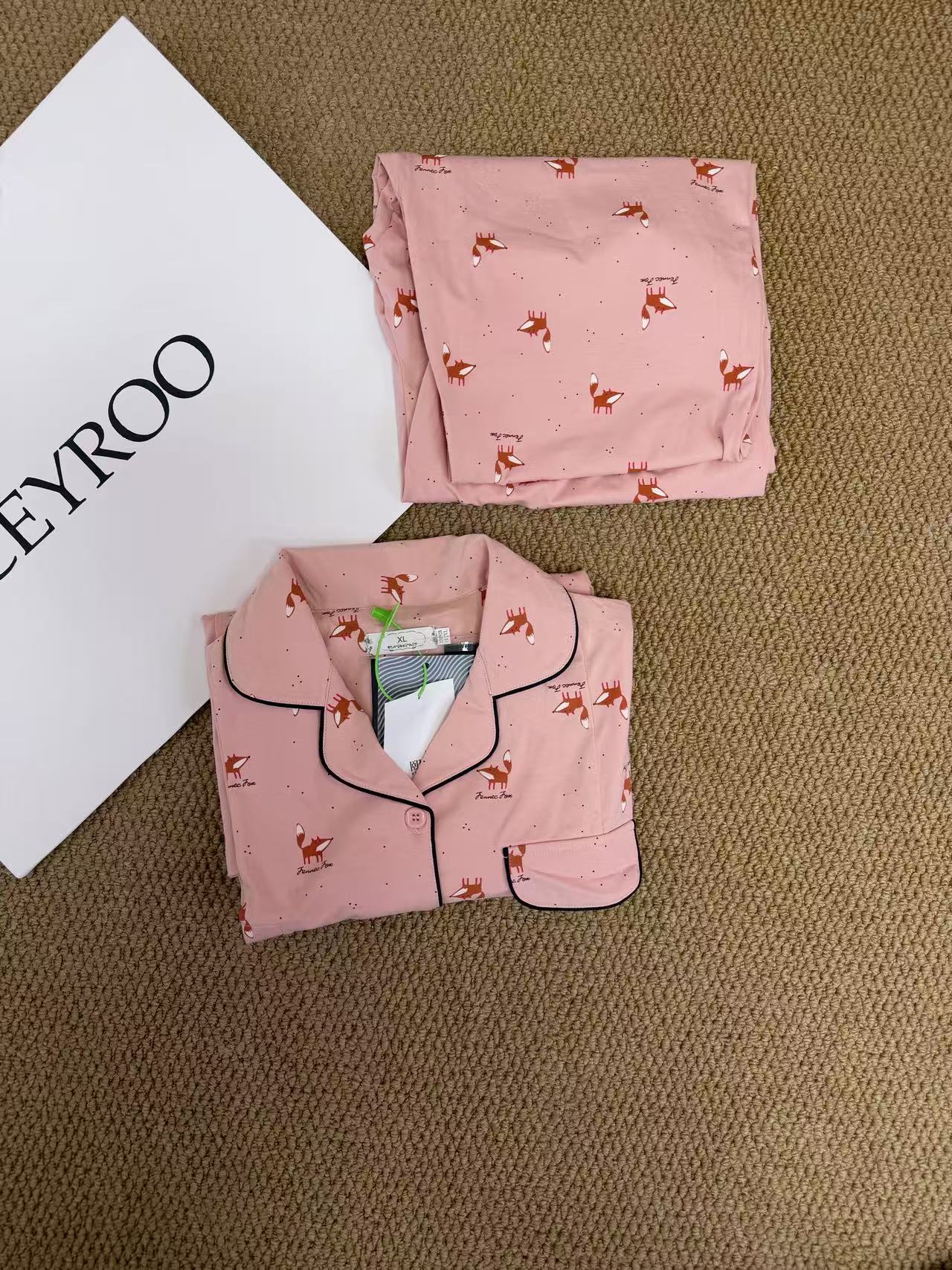 女士宽松春秋薄款长袖长裤纯棉睡衣套装家居服