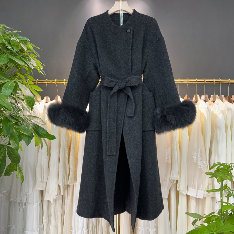 【A9265】毛呢外套女2025秋冬新款时尚休闲设计感毛呢外套