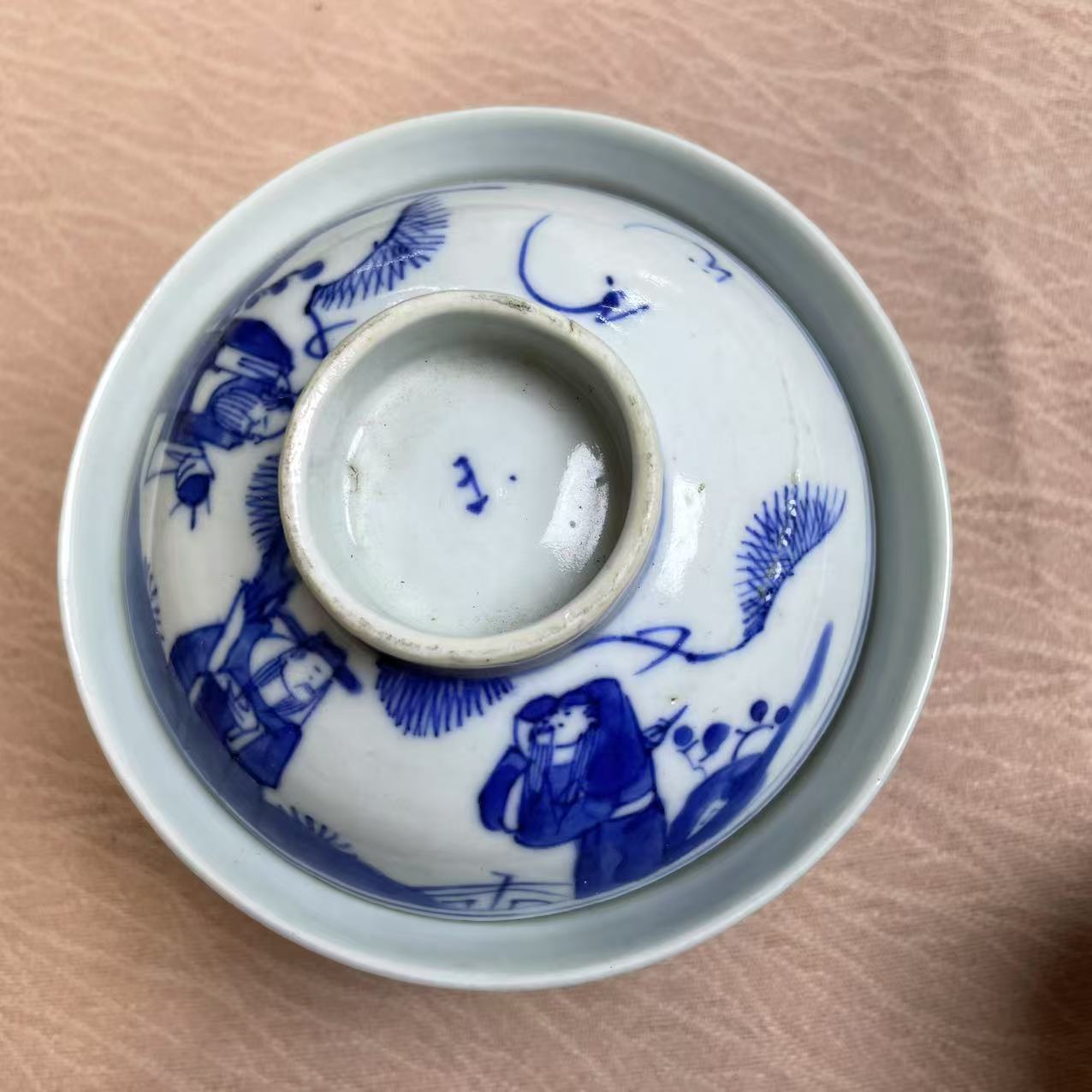 【青花福禄寿茶园盖碗】主人杯手绘大碗米饭碗柴窑釉下彩釉里红瓷厂