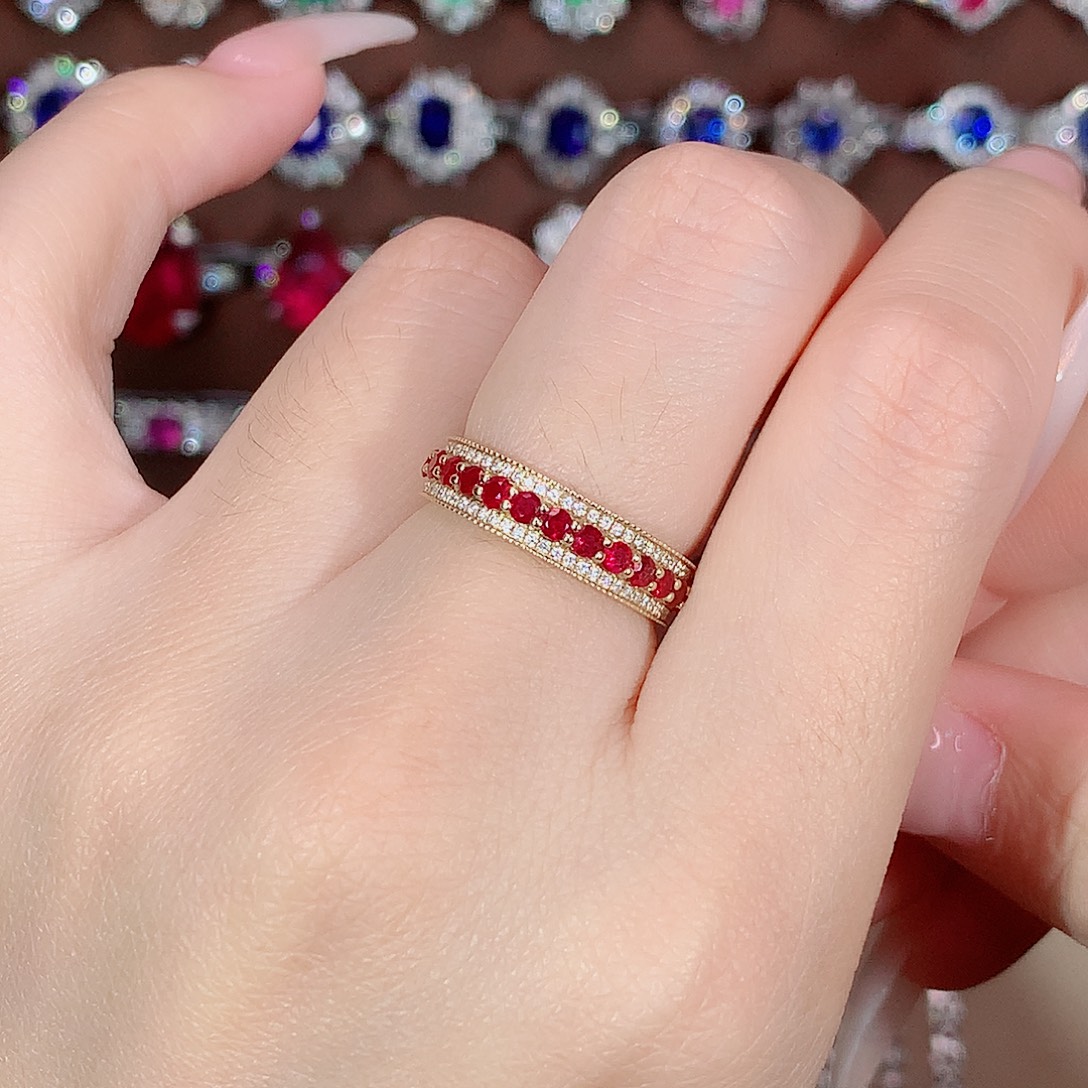 红宝石戒指18K金镶嵌0.655ct/天然宝石/七天无理由