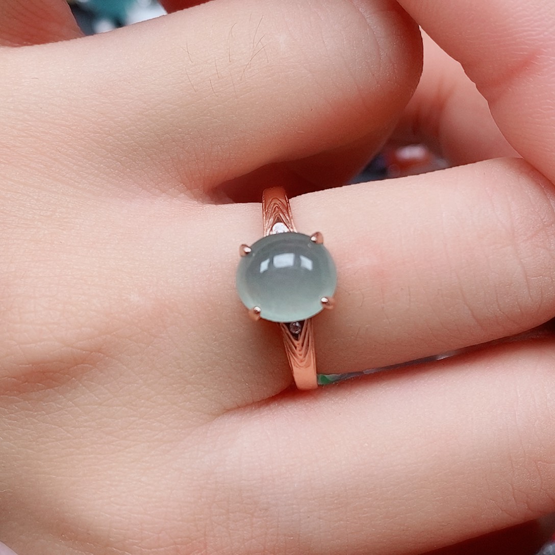 翡翠戒指银S925镶嵌戒指