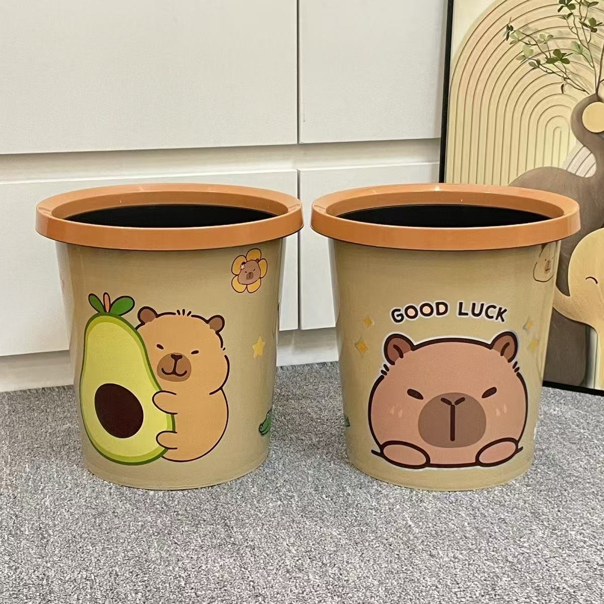 【拍一发二】大号加厚卡皮巴拉卡通压圈垃圾桶大容量家用塑料