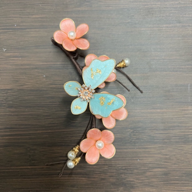 4麦光光古风发饰绒花发簪 手工制作默认