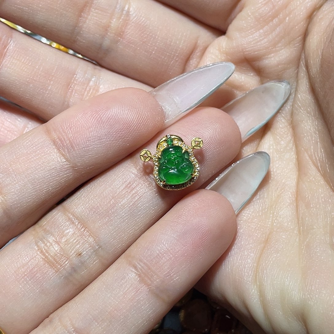 吊坠(不含链)18K金镶嵌翡翠瑜**产