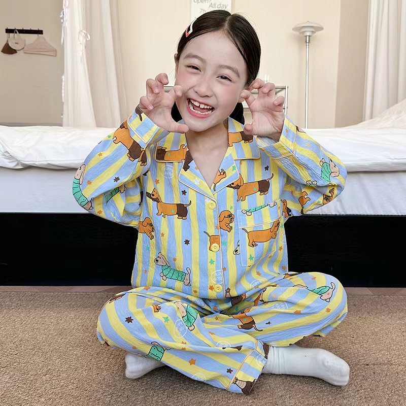 K50-K99秋季2025年款套装儿童睡衣中大女童男童薄款家居服