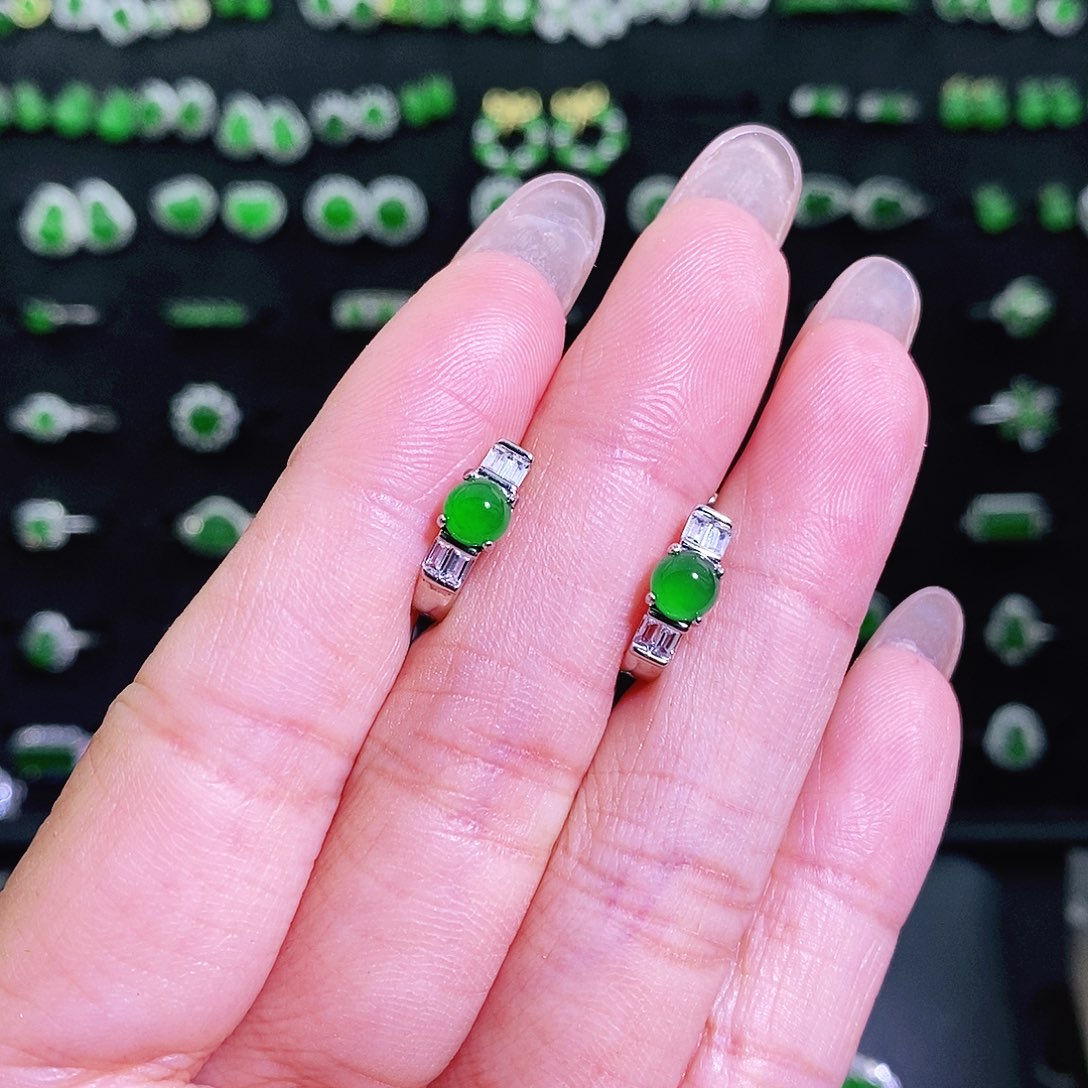 翡翠银S925镶嵌耳饰多样性