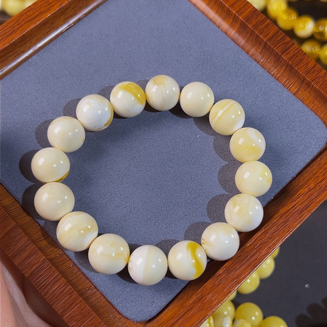 琥珀手链未镶嵌?****色14mm白蜜手串