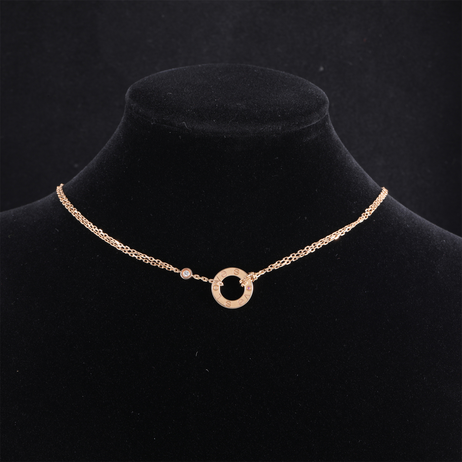 99新 Cartier/卡地亚 小花佳珊94737 小圆饼项链 粉钻 玫瑰金