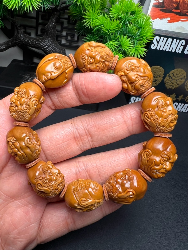 1.9双面十八罗汉手串#橄榄核老树铁核#手工
