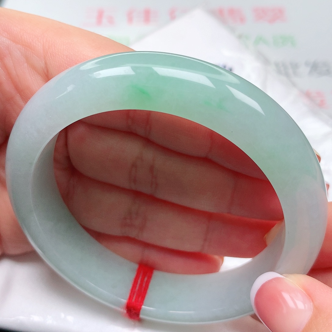 翡翠手镯未镶嵌宽版冰阳绿13