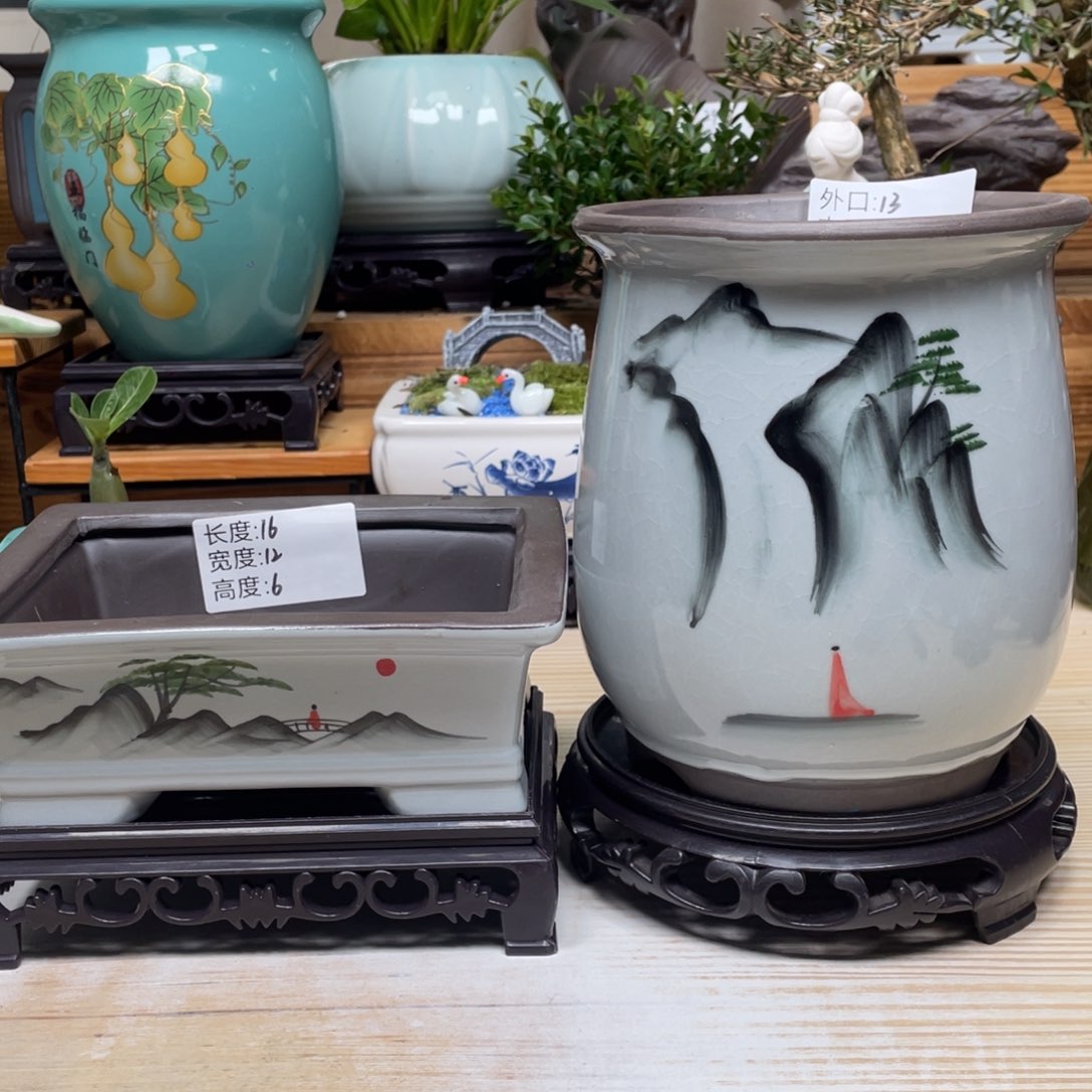 紫砂花盆陶瓷艺术花盆陶瓷