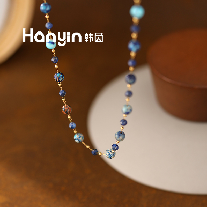 钛钢仿水晶项链 原创设计轻奢高级质感小众独特满串星球珠珠项链