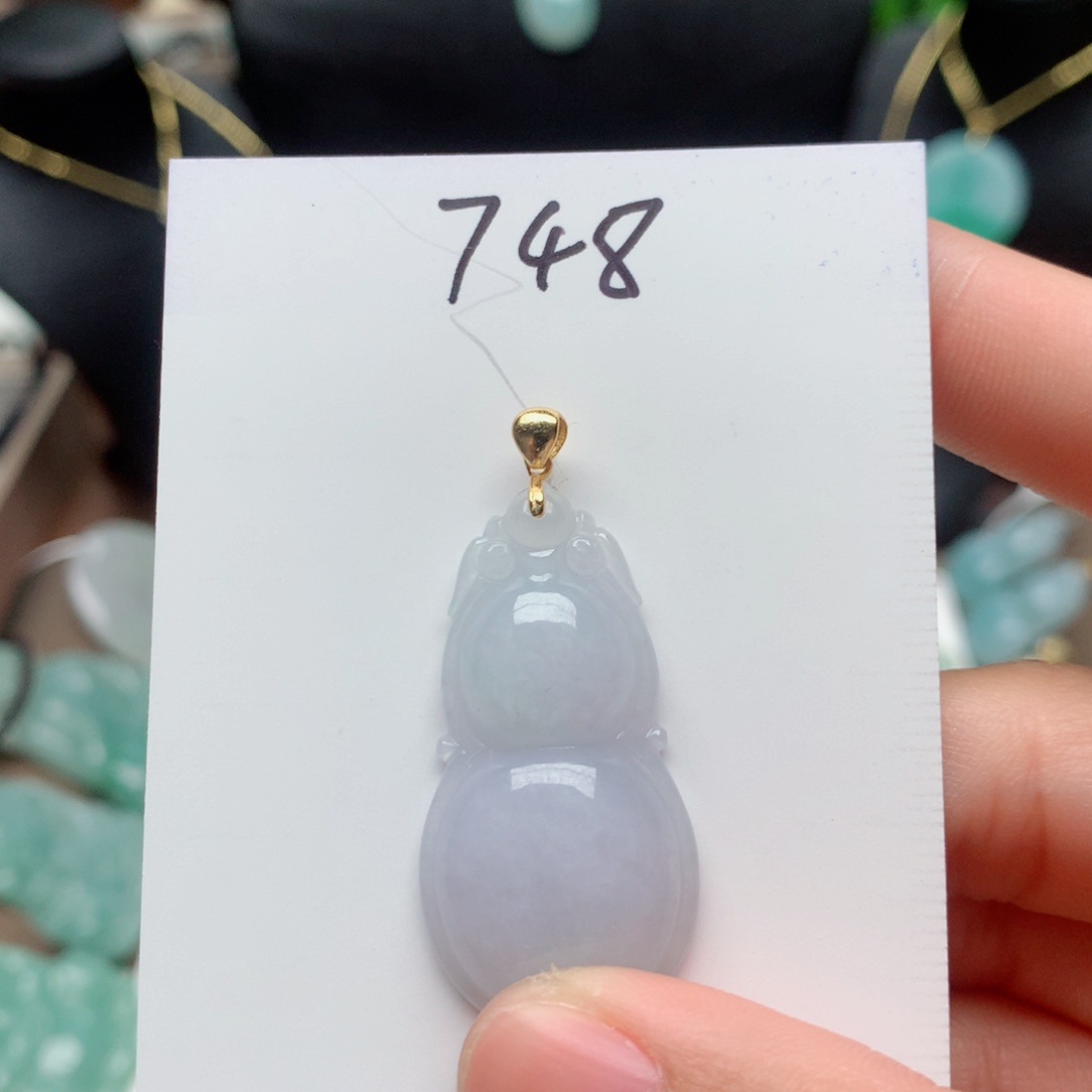 翡翠颈饰银S925镀金镶嵌吊坠