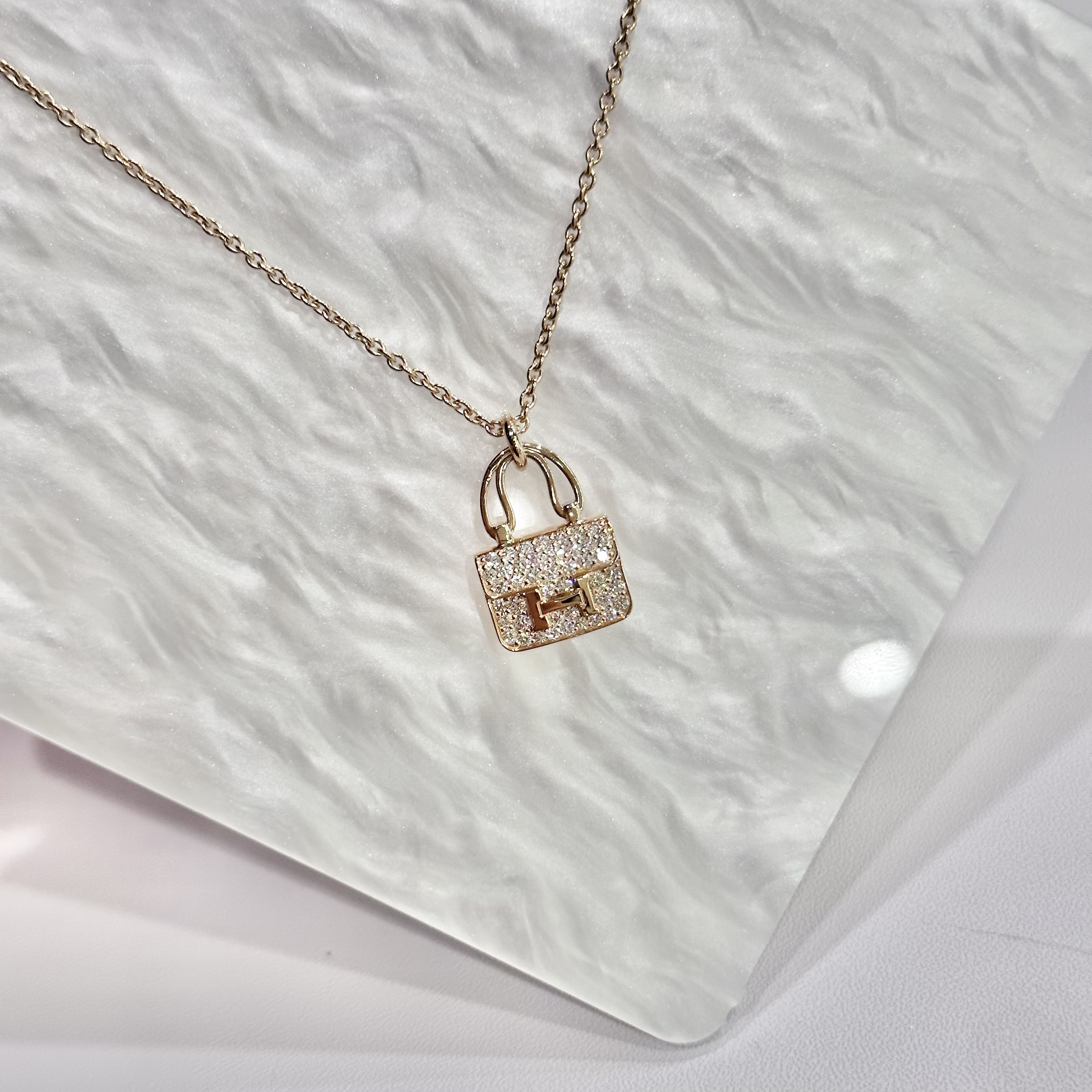 未使用 Hermes/爱马仕 7姐专场/18K康康满钻项链 25年