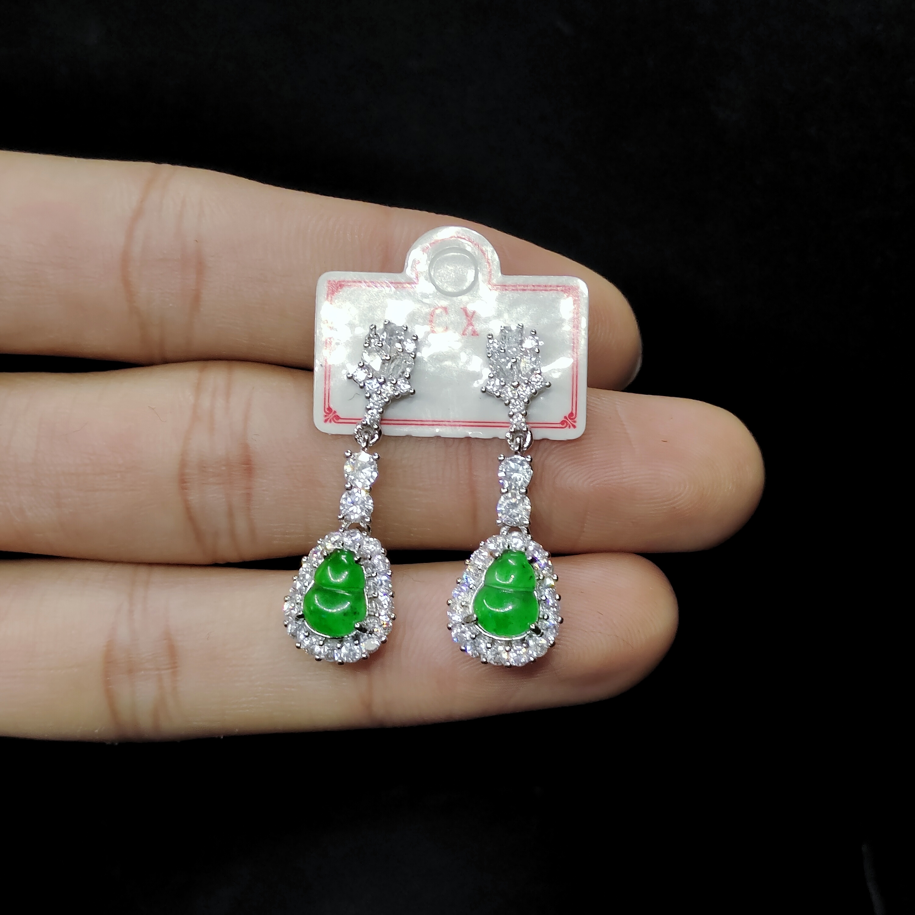 【老三珠宝】翡翠葫芦耳钉RL05【多样性发其一】约8-6mm