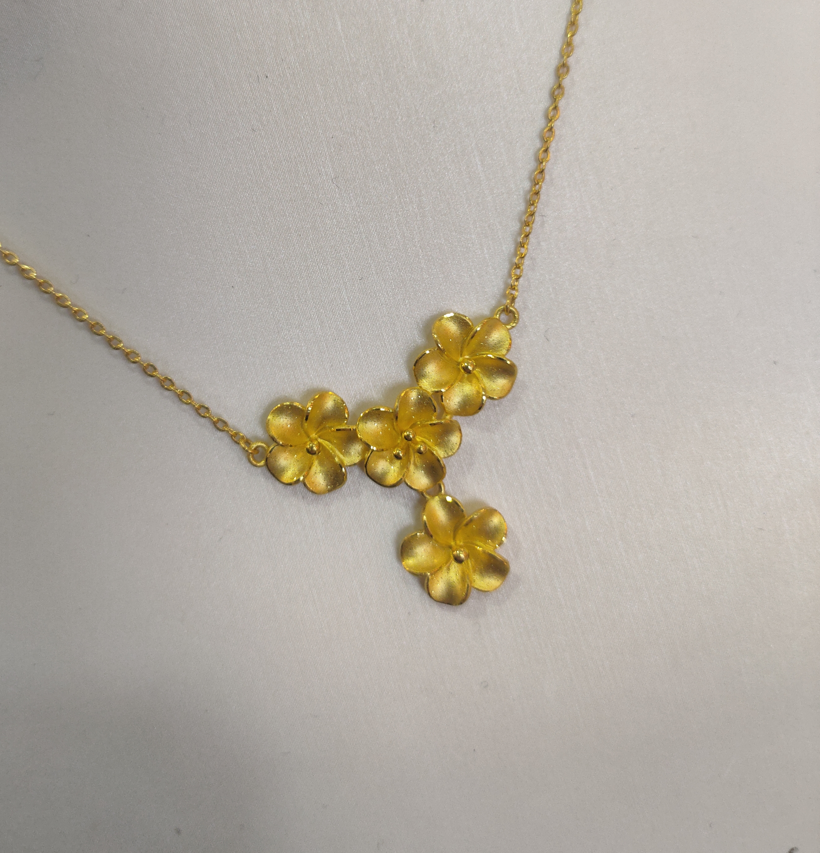 老庙足金999情定三生花套链