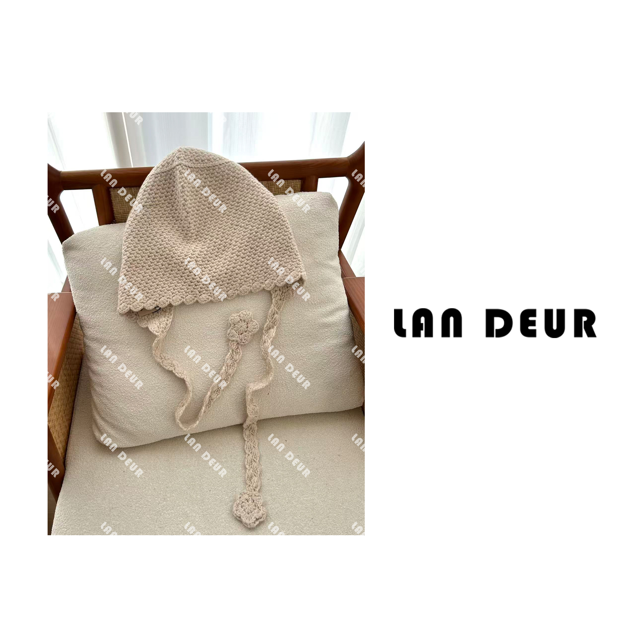 JIUJIU【小蘑菇】绵羊毛+山羊绒日系甜美冬季护耳包头毛线帽