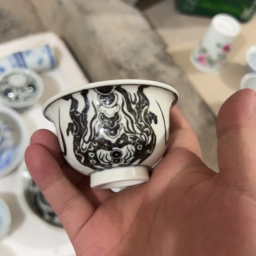 天***雨摆件景德镇手工手绘微瑕