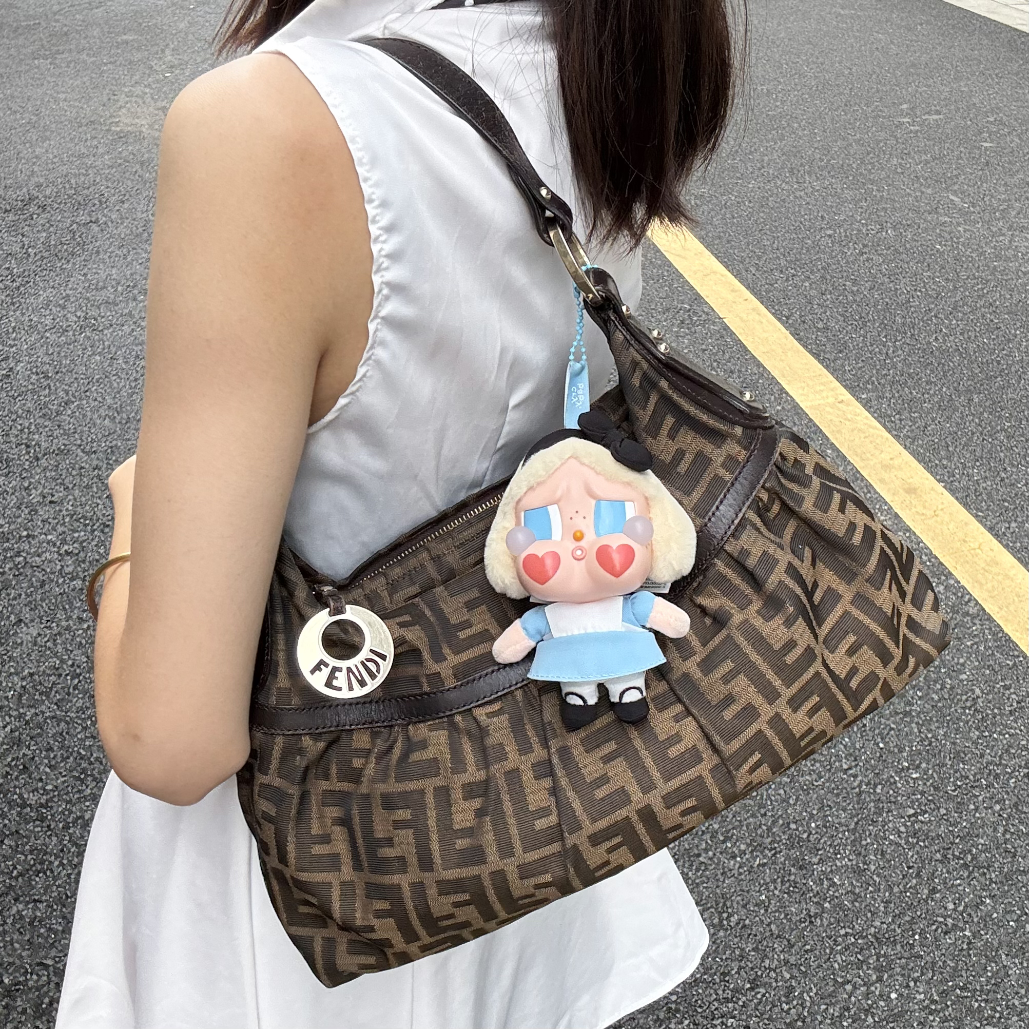 95新 FENDI/芬迪 老花金扣经典手提腋下包