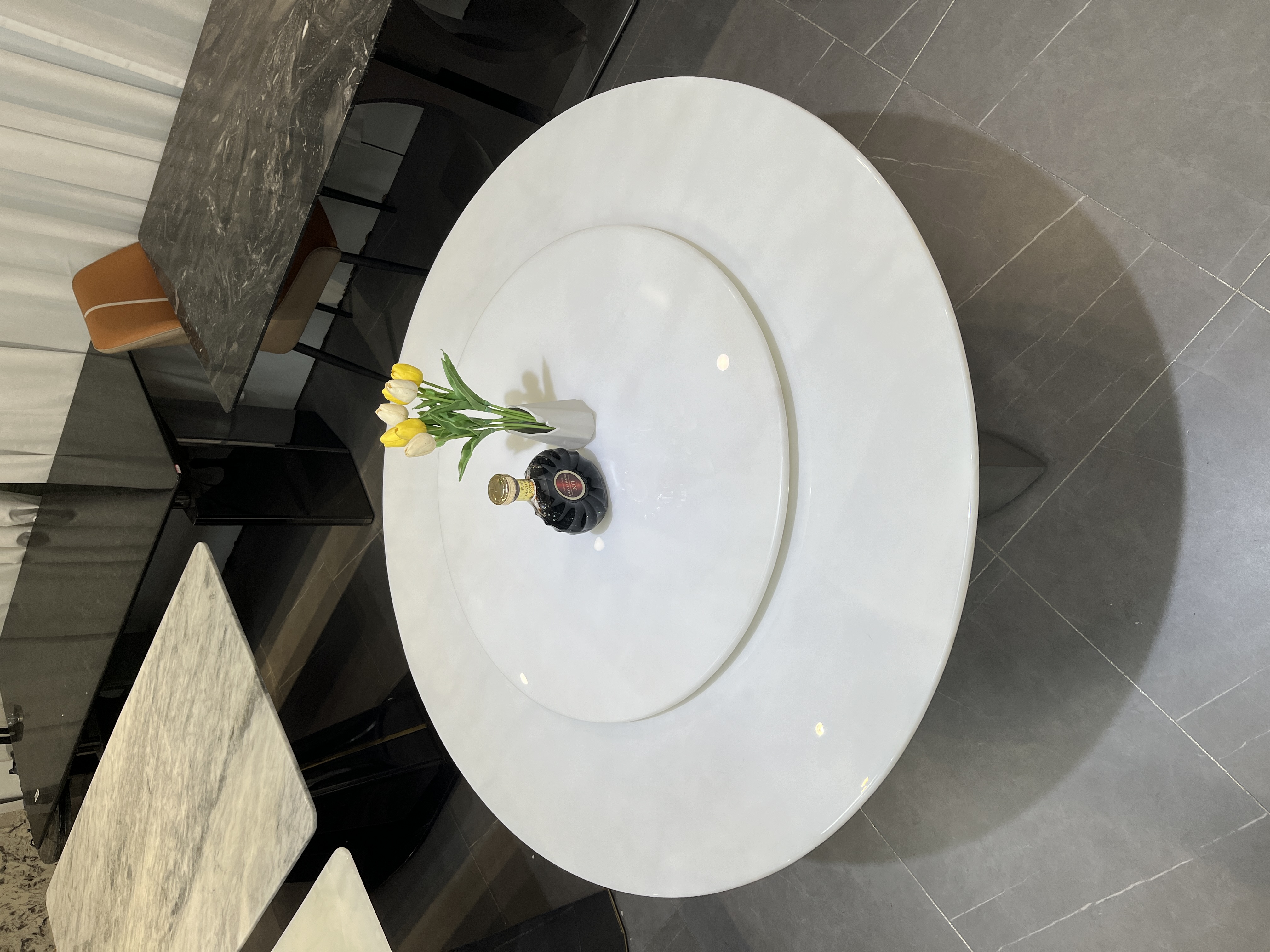 【冰川白玉】天然奢石餐桌意式极简餐台轻奢创意设计师餐厅圆桌