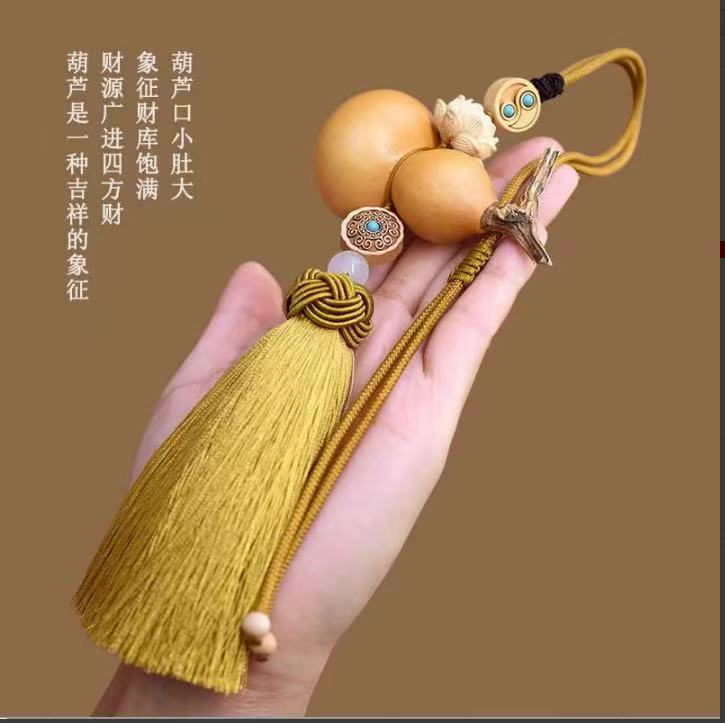 班塔外清新黄色流苏挂饰车挂装饰特色手工编织葫芦挂饰         