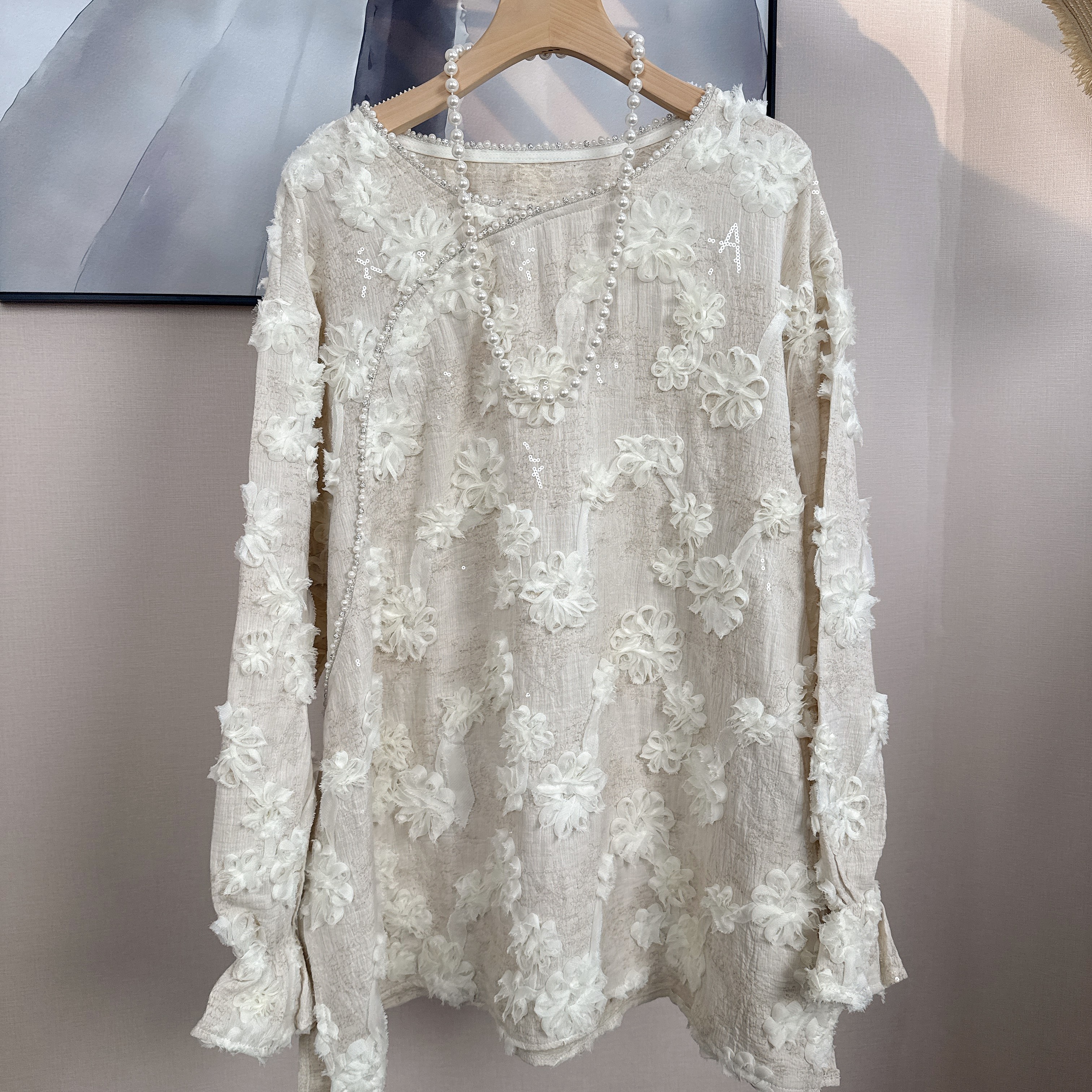 【Lovetaotao】《云彩画布》7360轻奢气质宽松新中式高级感重工上衣