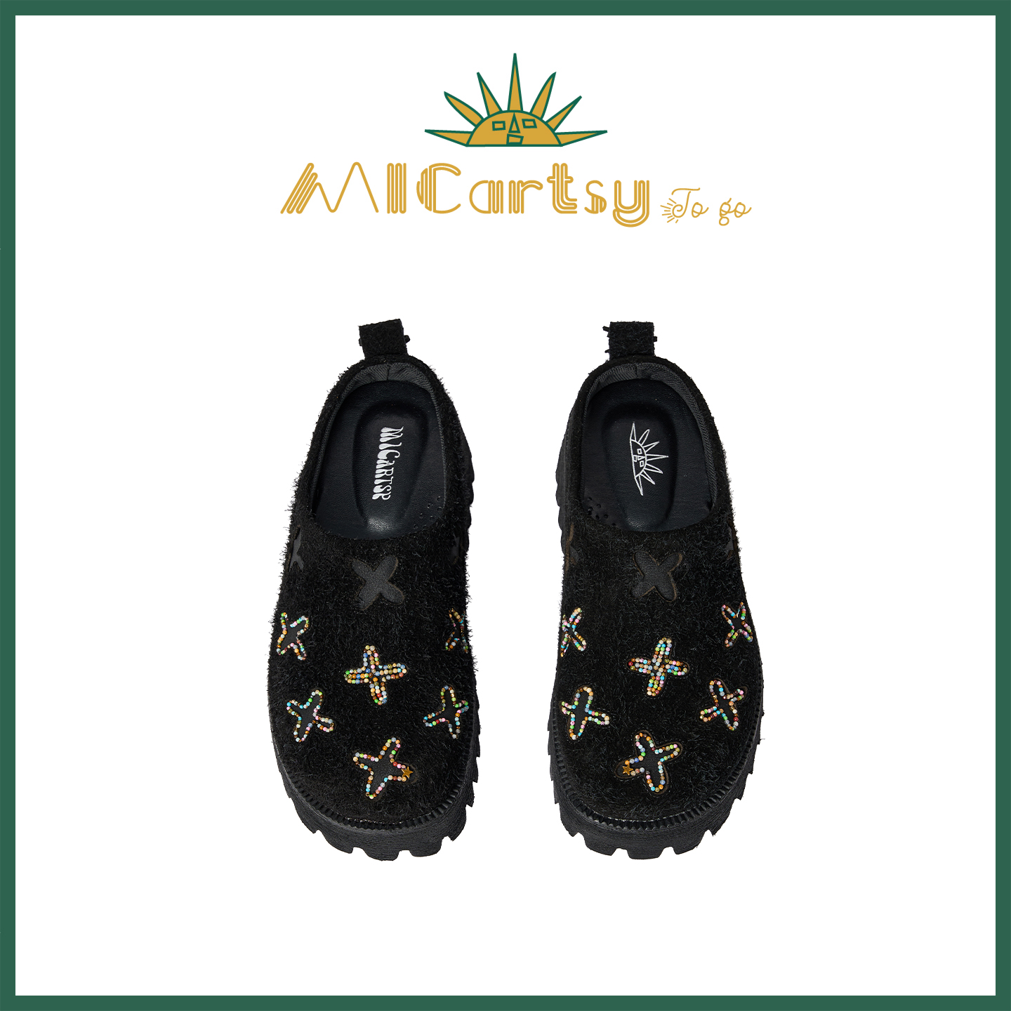 MICartsy王紫珊配饰车togo系列黑色钉珠厚底百搭外穿博肯休闲鞋女