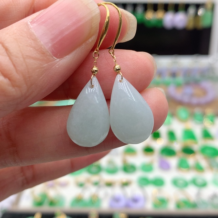 翡翠18K金镶嵌耳饰