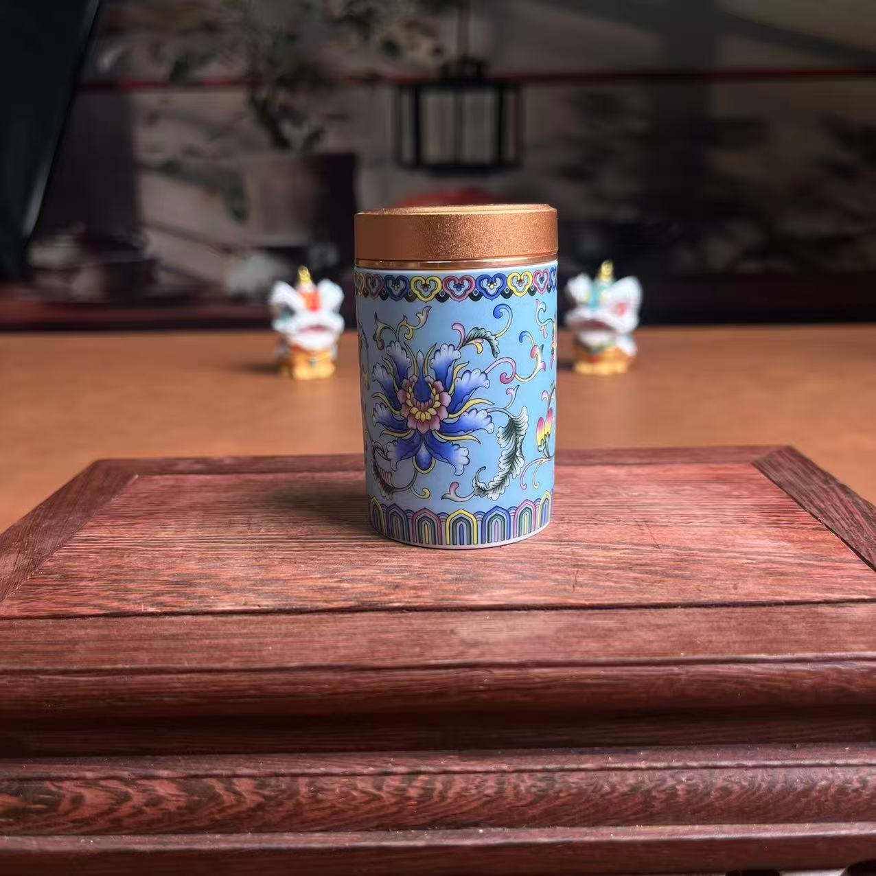 珐琅彩小茶叶罐-蓝-5125