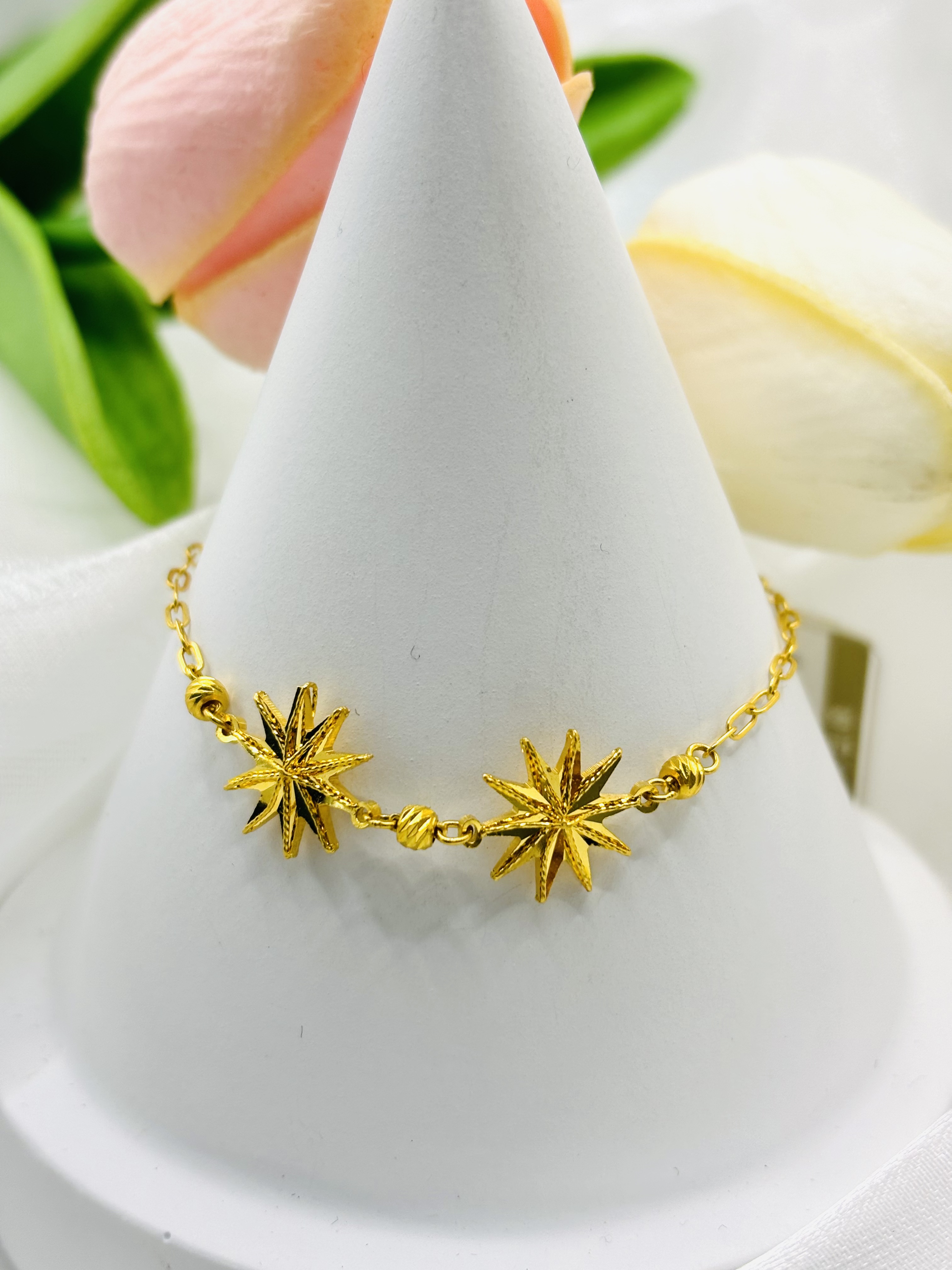 SUNFEEL/赛菲尔②足金999八芒星黄金手链精致纪念日礼物推荐