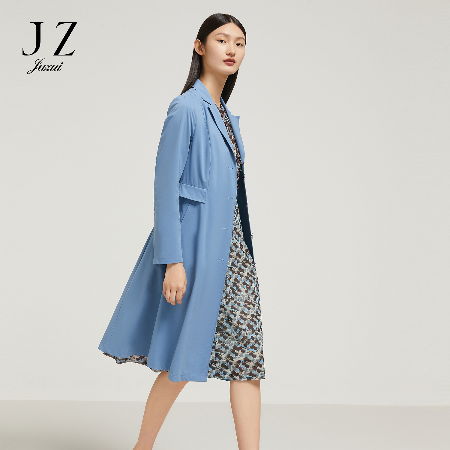 商场同款JZ玖姿舒弹果冻风衣女装秋季款休闲外套JWCQ41109