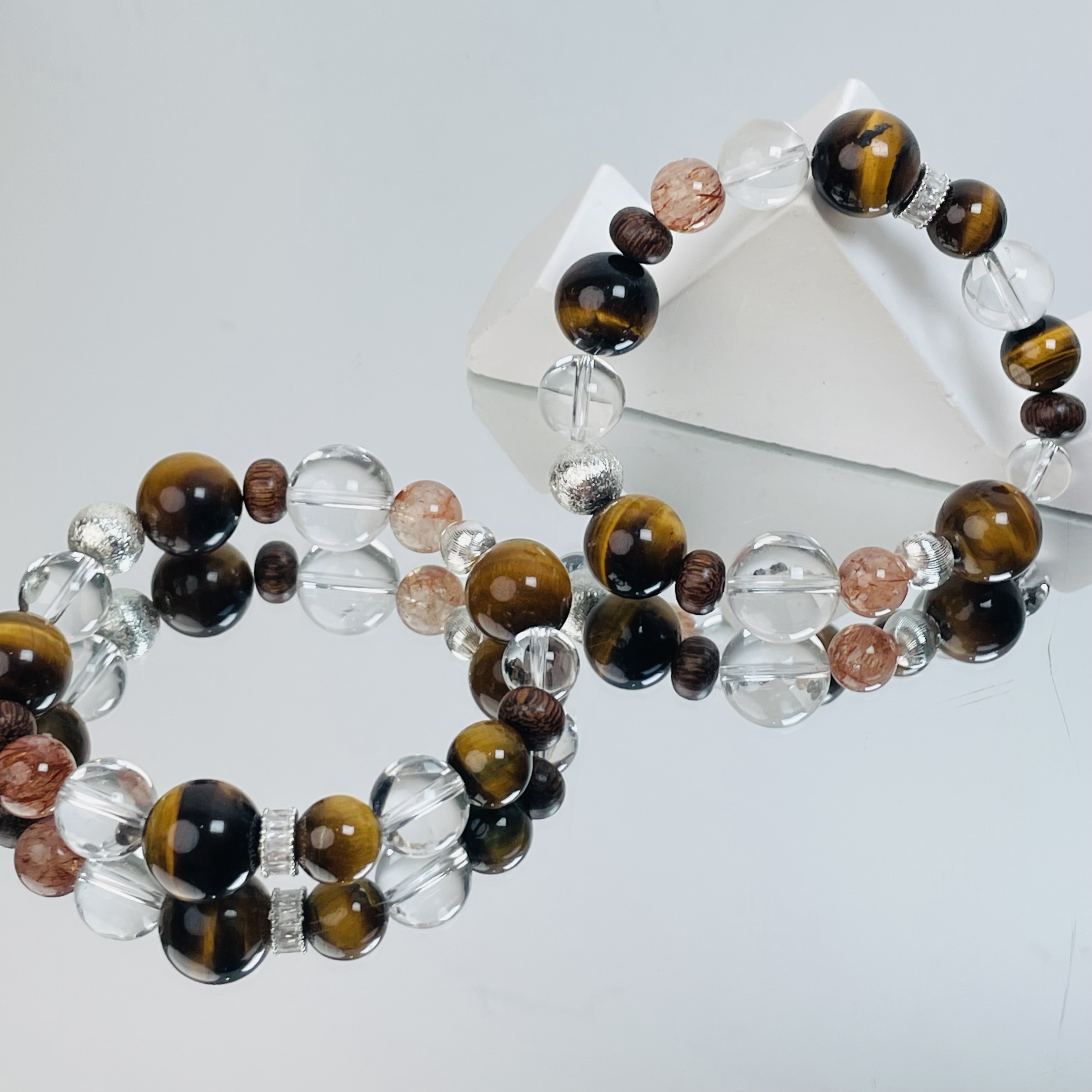 【2458 登科纳金】黄虎眼黑金超白水晶手串9-14mm多样性发其一Z