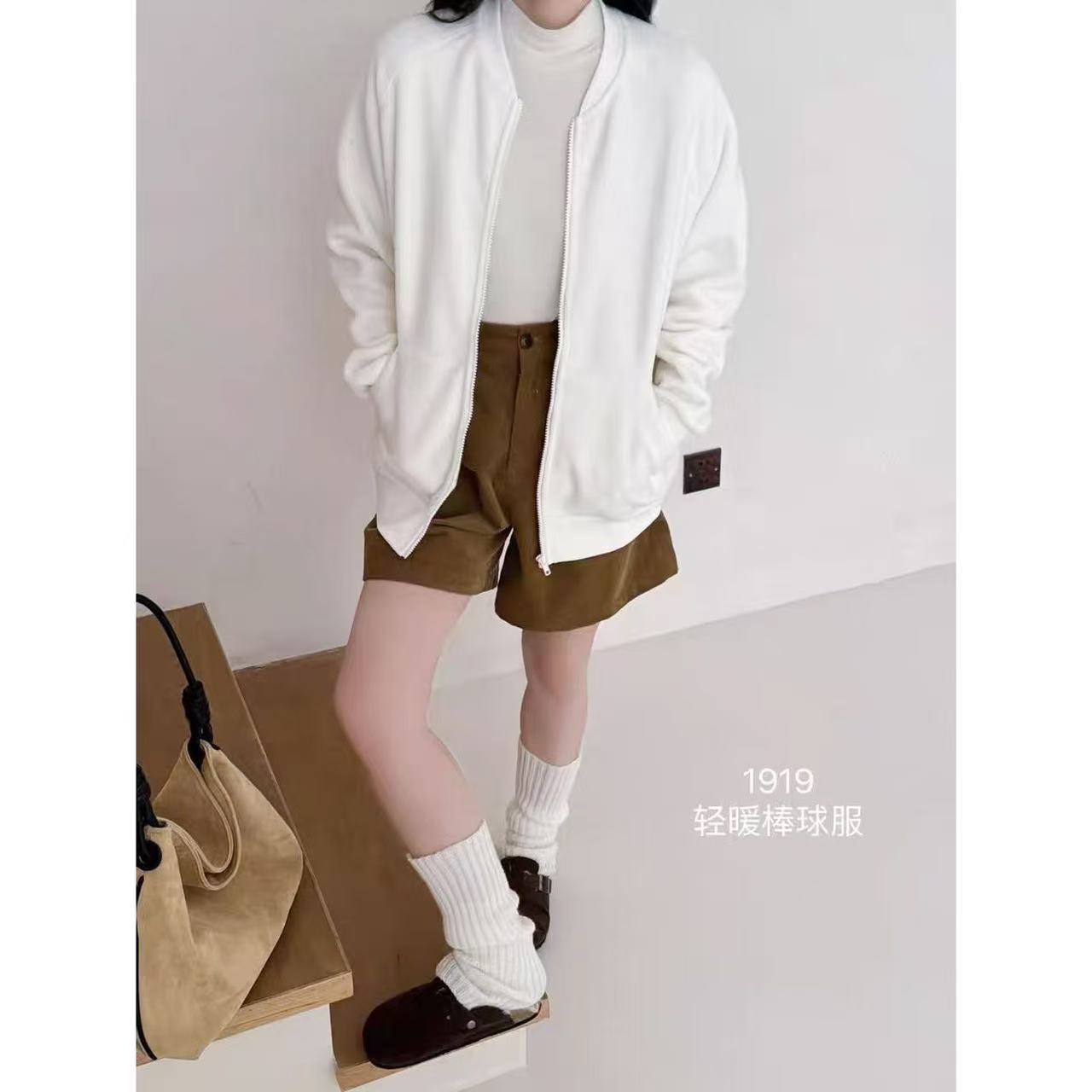 温暖摇粒绒软壳棒球服冬季微宽松休闲小众设计感上衣女