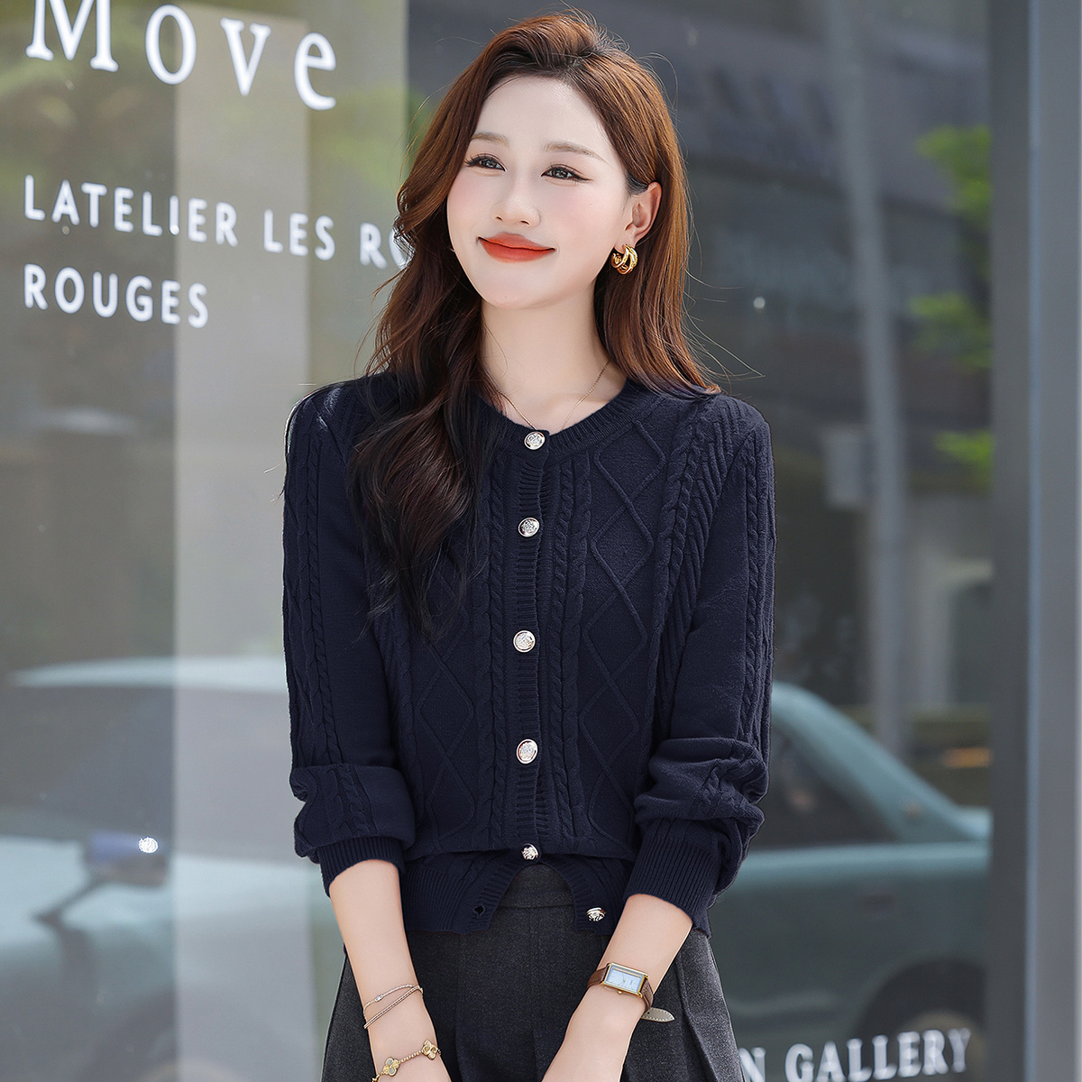 洋气针织毛衣外套2025秋冬新款减龄宽松显瘦气质长袖百搭开衫上衣