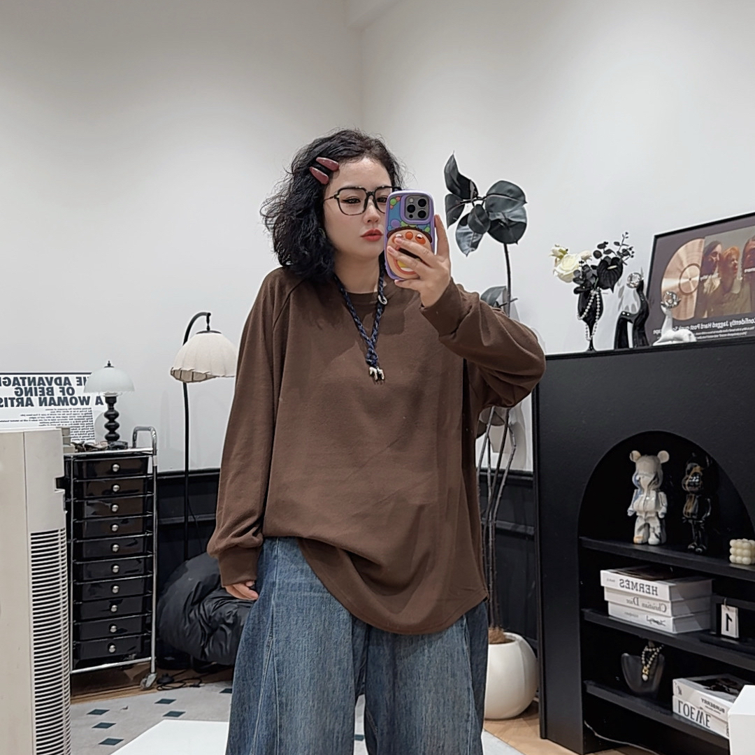 哆唛85001款圆领长袖宽松多款宽松欧韩休闲百搭韩版秋季T恤套头
