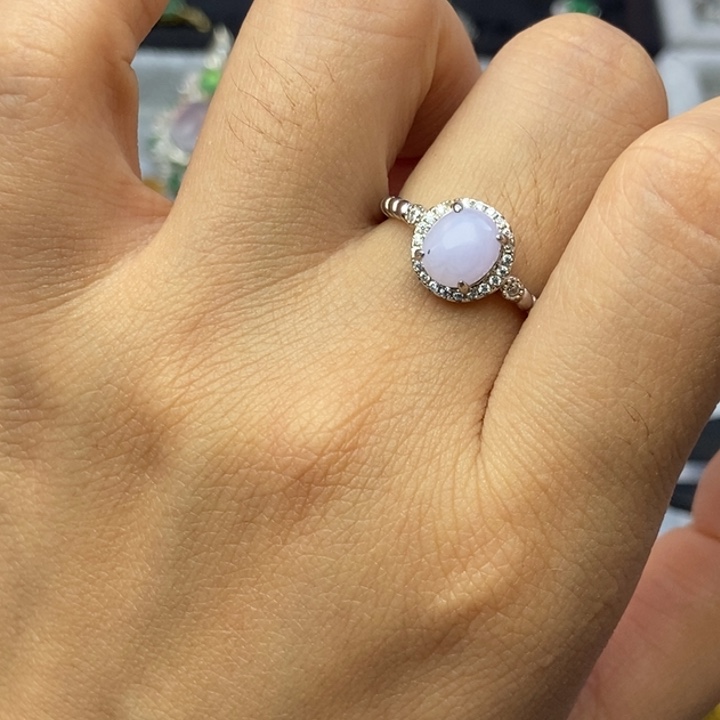 翡翠戒指银S925镶嵌戒指