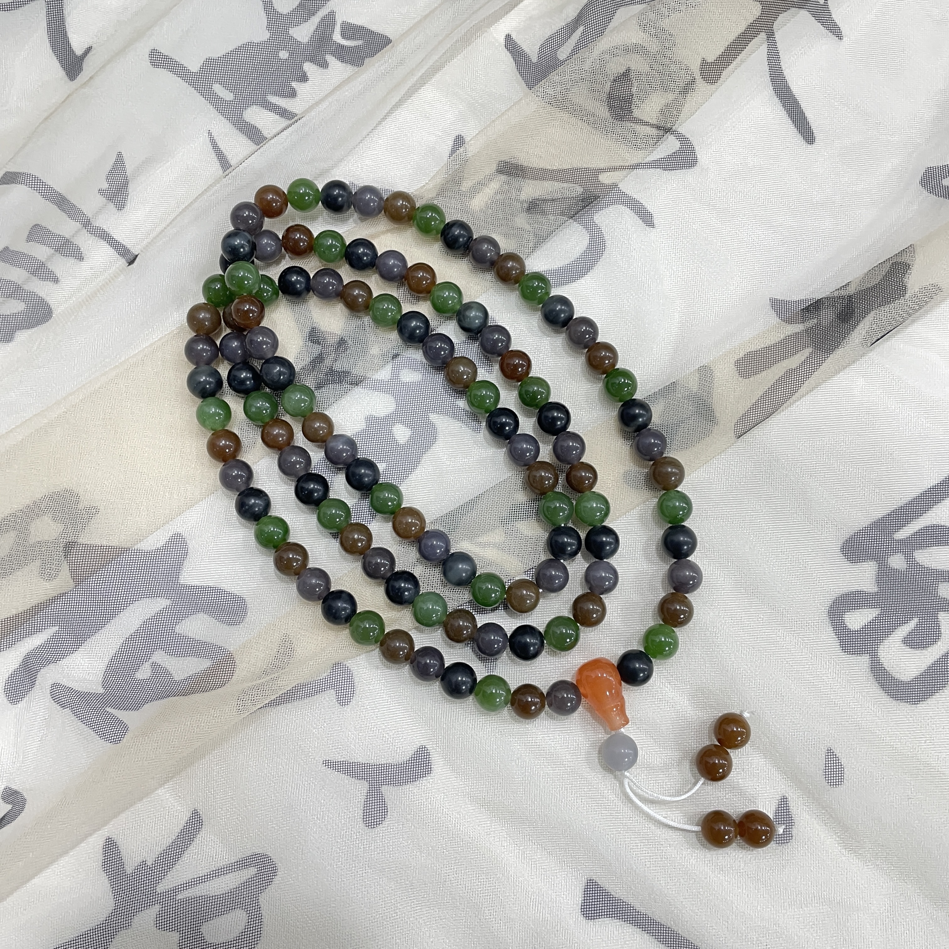 GC56天然正宗和田玉高品质卡8mm多宝佛珠 毛衣链 多样性发其一