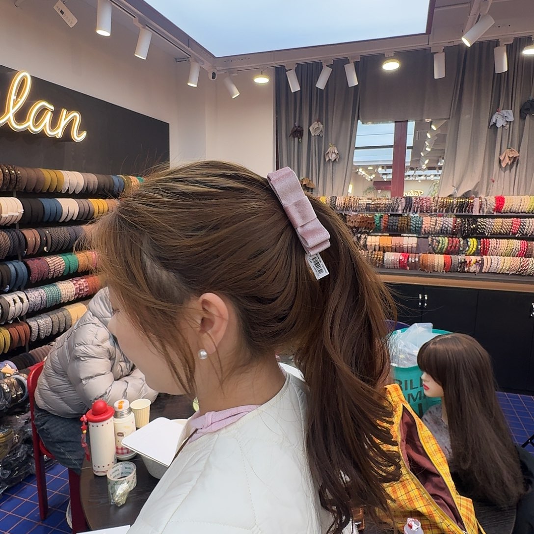 布艺铁合金新款粉色蝴蝶结香蕉夹