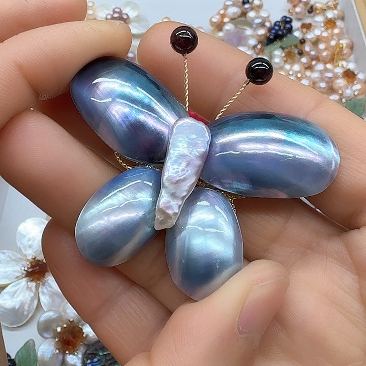 淡水珍珠胸饰银S925镶嵌