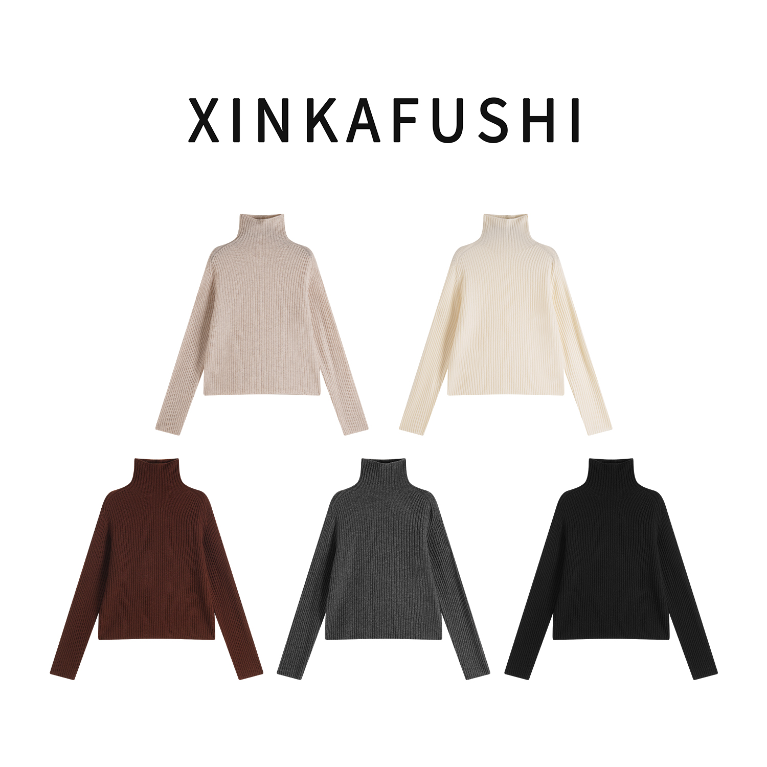 【云暖绒心】100%羊毛冬季厚款保暖竖坑条宽松百搭高领毛衣YN3697